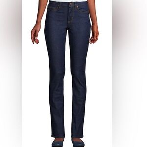 EUC Lands’ End Blue Jeans Mid Rise Straight Leg Dark Wash Denim 4p Inseam 27”